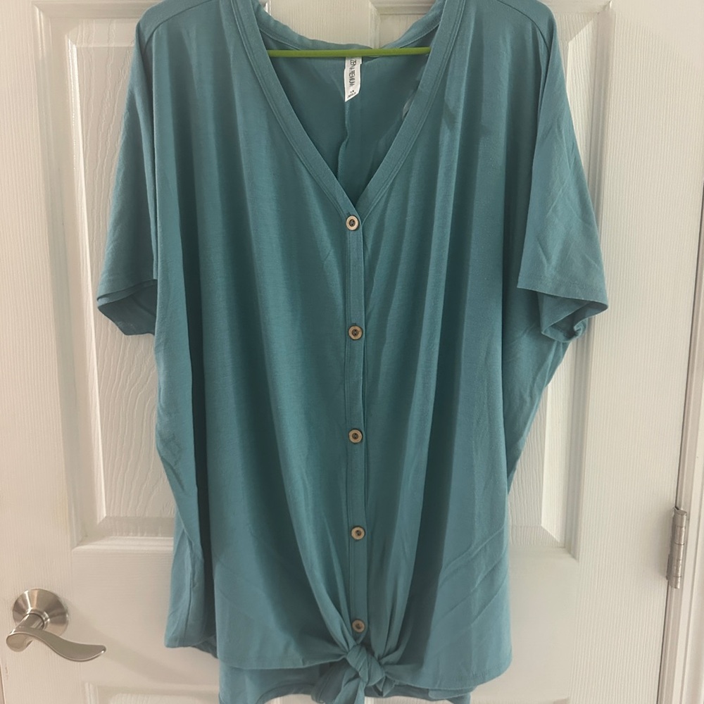 Zenana Outfitters Teal Button-Down Shirt